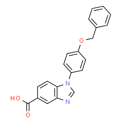 ChemSpider 2D Image | 1-[4-(benzyloxy)phenyl]-1,3-benzodiazole-5-carboxylic acid | C21H16N2O3