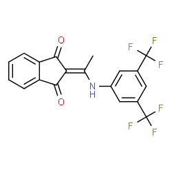 ChemSpider 2D Image | 2-(1-{[3,5-Bis(trifluoromethyl)phenyl]amino}ethylidene)-1H-indene-1,3(2H)-dione | C19H11F6NO2