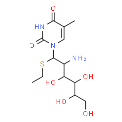ChemSpider 2D Image | 2-Amino-2-deoxy-1-S-ethyl-1-C-(5-methyl-2,4-dioxo-3,4-dihydro-1(2H)-pyrimidinyl)-1-thiohexitol | C13H23N3O6S