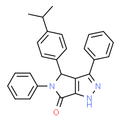 ChemSpider 2D Image | 4-(4-Isopropylphenyl)-3,5-diphenyl-4,5-dihydropyrrolo[3,4-c]pyrazol-6(1H)-one | C26H23N3O