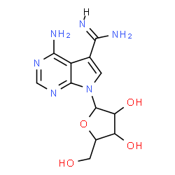 ChemSpider 2D Image | 4-Amino-7-pentofuranosyl-7H-pyrrolo[2,3-d]pyrimidine-5-carboximidamide | C12H16N6O4