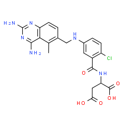 ChemSpider 2D Image | N-(2-Chloro-5-{[(2,4-diamino-5-methyl-6-quinazolinyl)methyl]amino}benzoyl)aspartic acid | C21H21ClN6O5