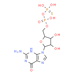 ChemSpider 2D Image | 2-Amino-9-{5-O-[hydroxy(thiophosphonooxy)phosphoryl]pentofuranosyl}-3,9-dihydro-6H-purin-6-one | C10H15N5O10P2S