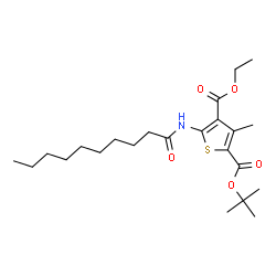 ChemSpider 2D Image | 4-Ethyl 2-(2-methyl-2-propanyl) 5-(decanoylamino)-3-methyl-2,4-thiophenedicarboxylate | C23H37NO5S