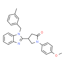 ChemSpider 2D Image | 1-(4-Methoxyphenyl)-4-[1-(3-methylbenzyl)-1H-benzimidazol-2-yl]-2-pyrrolidinone | C26H25N3O2