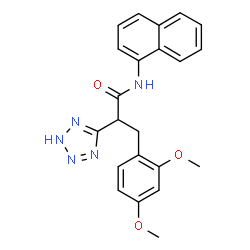 ChemSpider 2D Image | 3-(2,4-Dimethoxyphenyl)-N-(1-naphthyl)-2-(1H-tetrazol-5-yl)propanamide | C22H21N5O3
