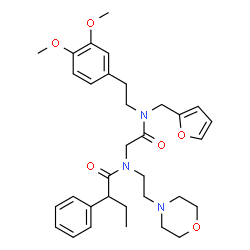 ChemSpider 2D Image | N-(2-{[2-(3,4-Dimethoxyphenyl)ethyl](2-furylmethyl)amino}-2-oxoethyl)-N-[2-(4-morpholinyl)ethyl]-2-phenylbutanamide | C33H43N3O6