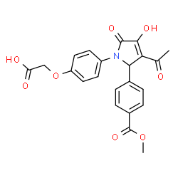 ChemSpider 2D Image | (4-{3-Acetyl-4-hydroxy-2-[4-(methoxycarbonyl)phenyl]-5-oxo-2,5-dihydro-1H-pyrrol-1-yl}phenoxy)acetic acid | C22H19NO8
