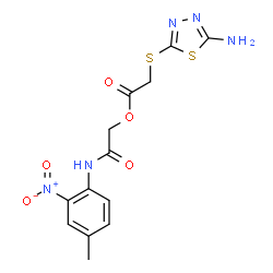 ChemSpider 2D Image | 2-[(4-Methyl-2-nitrophenyl)amino]-2-oxoethyl [(5-amino-1,3,4-thiadiazol-2-yl)sulfanyl]acetate | C13H13N5O5S2