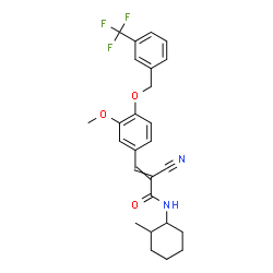 ChemSpider 2D Image | 2-Cyano-3-(3-methoxy-4-{[3-(trifluoromethyl)benzyl]oxy}phenyl)-N-(2-methylcyclohexyl)acrylamide | C26H27F3N2O3