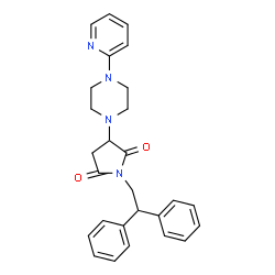ChemSpider 2D Image | 1-(2,2-Diphenylethyl)-3-[4-(2-pyridinyl)-1-piperazinyl]-2,5-pyrrolidinedione | C27H28N4O2