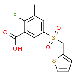 ChemSpider 2D Image | 2-Fluoro-3-methyl-5-[(2-thienylmethyl)sulfonyl]benzoic acid | C13H11FO4S2