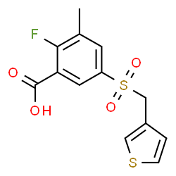 ChemSpider 2D Image | 2-Fluoro-3-methyl-5-[(3-thienylmethyl)sulfonyl]benzoic acid | C13H11FO4S2