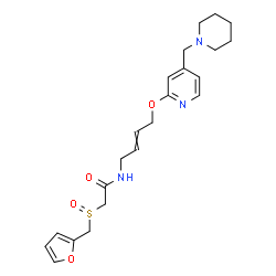 ChemSpider 2D Image | 2-[(2-Furylmethyl)sulfinyl]-N-(4-{[4-(1-piperidinylmethyl)-2-pyridinyl]oxy}-2-buten-1-yl)acetamide | C22H29N3O4S