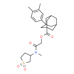ChemSpider 2D Image | 2-[(1,1-Dioxidotetrahydro-3-thiophenyl)(methyl)amino]-2-oxoethyl 3-(3,4-dimethylphenyl)-1-adamantanecarboxylate | C26H35NO5S