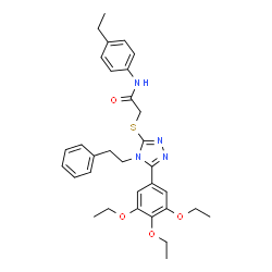 ChemSpider 2D Image | N-(4-Ethylphenyl)-2-{[4-(2-phenylethyl)-5-(3,4,5-triethoxyphenyl)-4H-1,2,4-triazol-3-yl]sulfanyl}acetamide | C32H38N4O4S