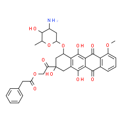 ChemSpider 2D Image | 2-{4-[(3-Amino-2,3,6-trideoxyhexopyranosyl)oxy]-2,5,12-trihydroxy-7-methoxy-6,11-dioxo-1,2,3,4,6,11-hexahydro-2-tetracenyl}-2-oxoethyl phenylacetate | C35H35NO12
