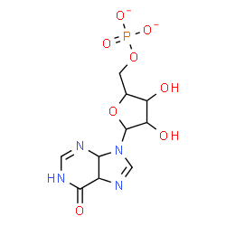 ChemSpider 2D Image | 9-(5-O-Phosphonatopentofuranosyl)-1,4,5,9-tetrahydro-6H-purin-6-one | C10H13N4O8P