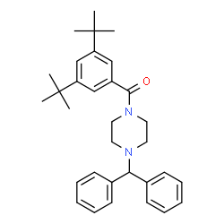 ChemSpider 2D Image | [3,5-Bis(2-methyl-2-propanyl)phenyl][4-(diphenylmethyl)-1-piperazinyl]methanone | C32H40N2O