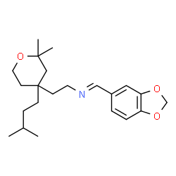 ChemSpider 2D Image | (E)-1-(1,3-Benzodioxol-5-yl)-N-{2-[2,2-dimethyl-4-(3-methylbutyl)tetrahydro-2H-pyran-4-yl]ethyl}methanimine | C22H33NO3