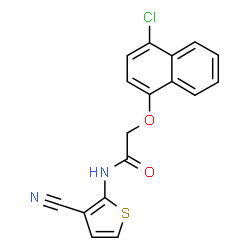 ChemSpider 2D Image | 2-[(4-Chloro-1-naphthyl)oxy]-N-(3-cyano-2-thienyl)acetamide | C17H11ClN2O2S