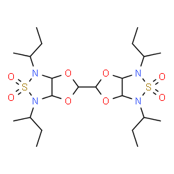ChemSpider 2D Image | 1,1',3,3'-Tetra-sec-butyloctahydro-5H,5'H-5,5'-bi[1,3]dioxolo[4,5-c][1,2,5]thiadiazole 2,2,2',2'-tetraoxide | C22H42N4O8S2