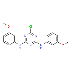 ChemSpider 2D Image | 6-Chloro-N,N'-bis(3-methoxyphenyl)-1,3,5-triazine-2,4-diamine | C17H16ClN5O2