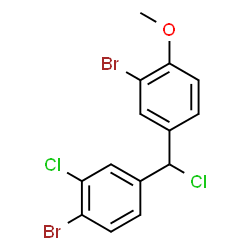 ChemSpider 2D Image | 2-Bromo-4-[(4-bromo-3-chlorophenyl)(chloro)methyl]-1-methoxybenzene | C14H10Br2Cl2O