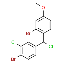 ChemSpider 2D Image | 2-Bromo-1-[(4-bromo-3-chlorophenyl)(chloro)methyl]-4-methoxybenzene | C14H10Br2Cl2O