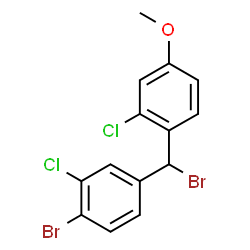 ChemSpider 2D Image | 1-Bromo-4-[bromo(2-chloro-4-methoxyphenyl)methyl]-2-chlorobenzene | C14H10Br2Cl2O