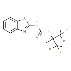 ChemSpider 2D Image | 1-(1,3-Benzothiazol-2-yl)-3-(1,1,1,3,3,3-hexafluoro-2-methyl-2-propanyl)urea | C12H9F6N3OS