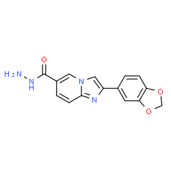 ChemSpider 2D Image | 2-(1,3-Benzodioxol-5-yl)imidazo[1,2-a]pyridine-6-carbohydrazide | C15H12N4O3