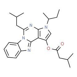 ChemSpider 2D Image | 3-sec-Butyl-5-isobutyl-3H-pyrrolo[2',3':4,5]pyrimido[1,6-a]benzimidazol-1-yl 3-methylbutanoate | C25H32N4O2
