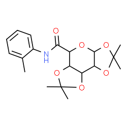 ChemSpider 2D Image | 2,2,7,7-Tetramethyl-N-(2-methylphenyl)tetrahydro-3aH-bis[1,3]dioxolo[4,5-b:4',5'-d]pyran-5-carboxamide | C19H25NO6