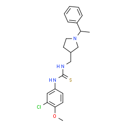 ChemSpider 2D Image | 1-(3-Chloro-4-methoxyphenyl)-3-{[1-(1-phenylethyl)-3-pyrrolidinyl]methyl}thiourea | C21H26ClN3OS