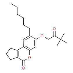 ChemSpider 2D Image | 7-(3,3-Dimethyl-2-oxobutoxy)-8-hexyl-2,3-dihydrocyclopenta[c]chromen-4(1H)-one | C24H32O4