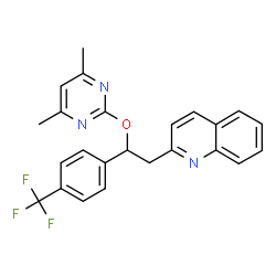 ChemSpider 2D Image | 2-{2-[(4,6-Dimethyl-2-pyrimidinyl)oxy]-2-[4-(trifluoromethyl)phenyl]ethyl}quinoline | C24H20F3N3O