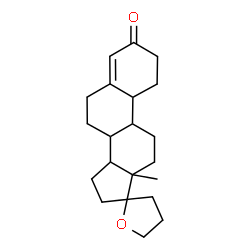 ChemSpider 2D Image | 13-Methyl-1,4',5',6,7,8,9,10,11,12,13,14,15,16-tetradecahydro-3'H-spiro[cyclopenta[a]phenanthrene-17,2'-furan]-3(2H)-one | C21H30O2