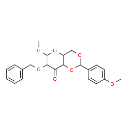 ChemSpider 2D Image | Methyl 2-O-benzyl-4,6-O-(4-methoxybenzylidene)hexopyranosid-3-ulose | C22H24O7