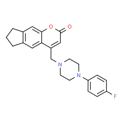ChemSpider 2D Image | 4-{[4-(4-Fluorophenyl)-1-piperazinyl]methyl}-7,8-dihydrocyclopenta[g]chromen-2(6H)-one | C23H23FN2O2