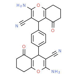 ChemSpider 2D Image | 4,4'-(1,4-Phenylene)bis(2-amino-5-oxo-5,6,7,8-tetrahydro-4H-chromene-3-carbonitrile) | C26H22N4O4