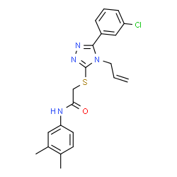 ChemSpider 2D Image | 2-{[4-Allyl-5-(3-chlorophenyl)-4H-1,2,4-triazol-3-yl]sulfanyl}-N-(3,4-dimethylphenyl)acetamide | C21H21ClN4OS