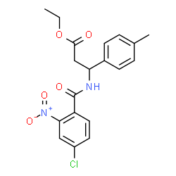 ChemSpider 2D Image | Ethyl 3-[(4-chloro-2-nitrobenzoyl)amino]-3-(4-methylphenyl)propanoate | C19H19ClN2O5