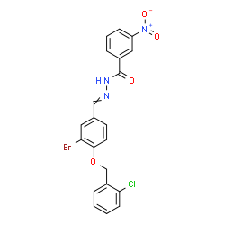 ChemSpider 2D Image | N'-{3-Bromo-4-[(2-chlorobenzyl)oxy]benzylidene}-3-nitrobenzohydrazide | C21H15BrClN3O4