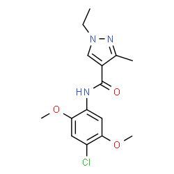 ChemSpider 2D Image | N-(4-Chloro-2,5-dimethoxyphenyl)-1-ethyl-3-methyl-1H-pyrazole-4-carboxamide | C15H18ClN3O3