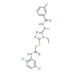 ChemSpider 2D Image | N-{1-[5-({2-[(2,5-Dichlorophenyl)amino]-2-oxoethyl}sulfanyl)-4-ethyl-4H-1,2,4-triazol-3-yl]ethyl}-3-methylbenzamide | C22H23Cl2N5O2S