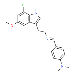 ChemSpider 2D Image | 4-[(E)-{[2-(7-Chloro-5-methoxy-1H-indol-3-yl)ethyl]imino}methyl]-N,N-dimethylaniline | C20H22ClN3O