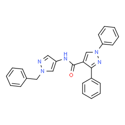 ChemSpider 2D Image | N-(1-Benzyl-1H-pyrazol-4-yl)-1,3-diphenyl-1H-pyrazole-4-carboxamide | C26H21N5O