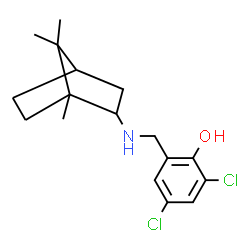 ChemSpider 2D Image | 2,4-Dichloro-6-{[(1,7,7-trimethylbicyclo[2.2.1]hept-2-yl)amino]methyl}phenol | C17H23Cl2NO
