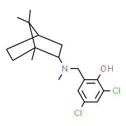 ChemSpider 2D Image | 2,4-Dichloro-6-{[methyl(1,7,7-trimethylbicyclo[2.2.1]hept-2-yl)amino]methyl}phenol | C18H25Cl2NO